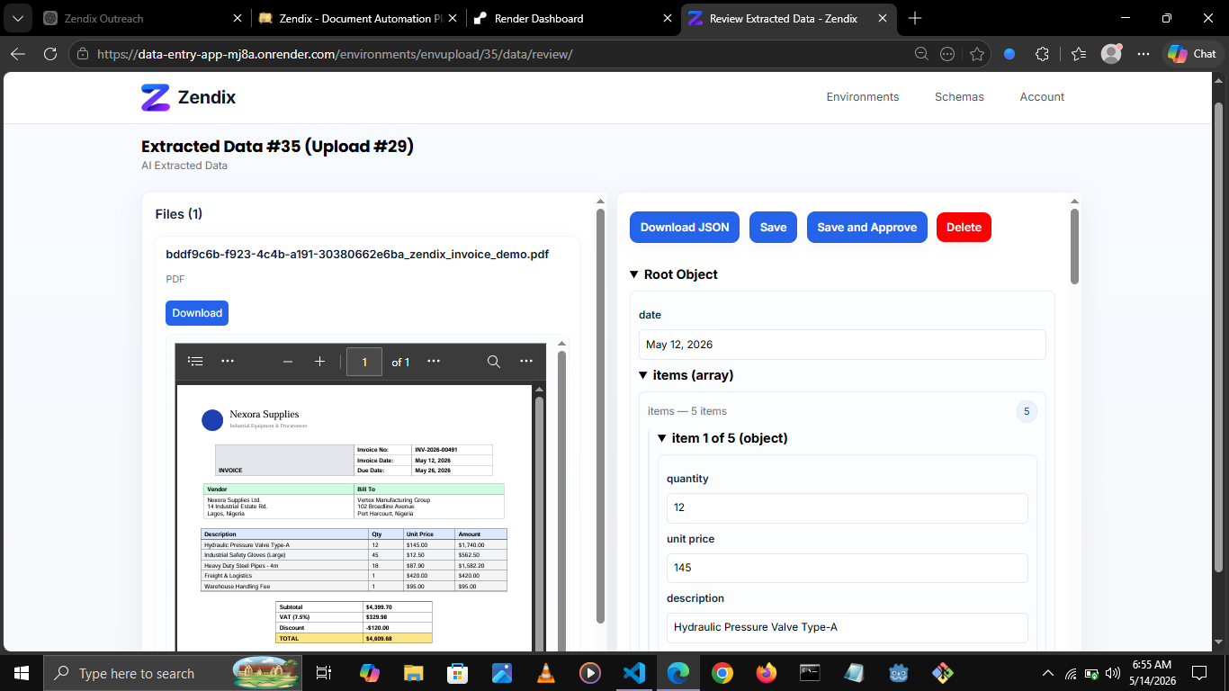 Review workflow screen